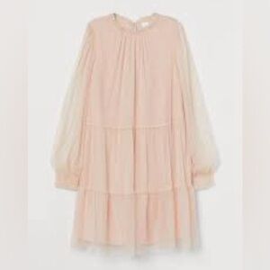 Like new H&M pink chiffon type long sleeve dress